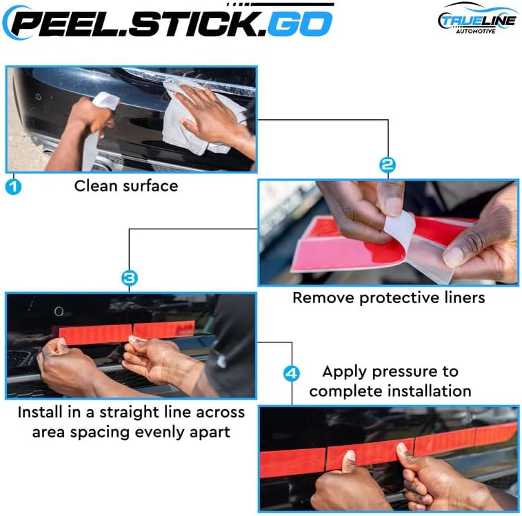 Vista 5 de TRUE LINE Automotive Adhesivo reflectante para maletero trasero, adhesivo de advertencia trasero de parachoques, marcadores de seguridad