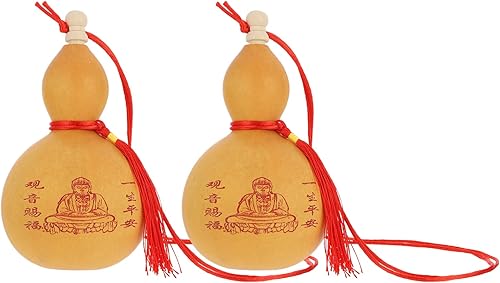 VOSAREA 2pcs calabaza colgante Wu estatua suerte dinero gusano suerte Feng Shui chino Fengshui calabaza estatua borla llavero Feng Shui calabaza