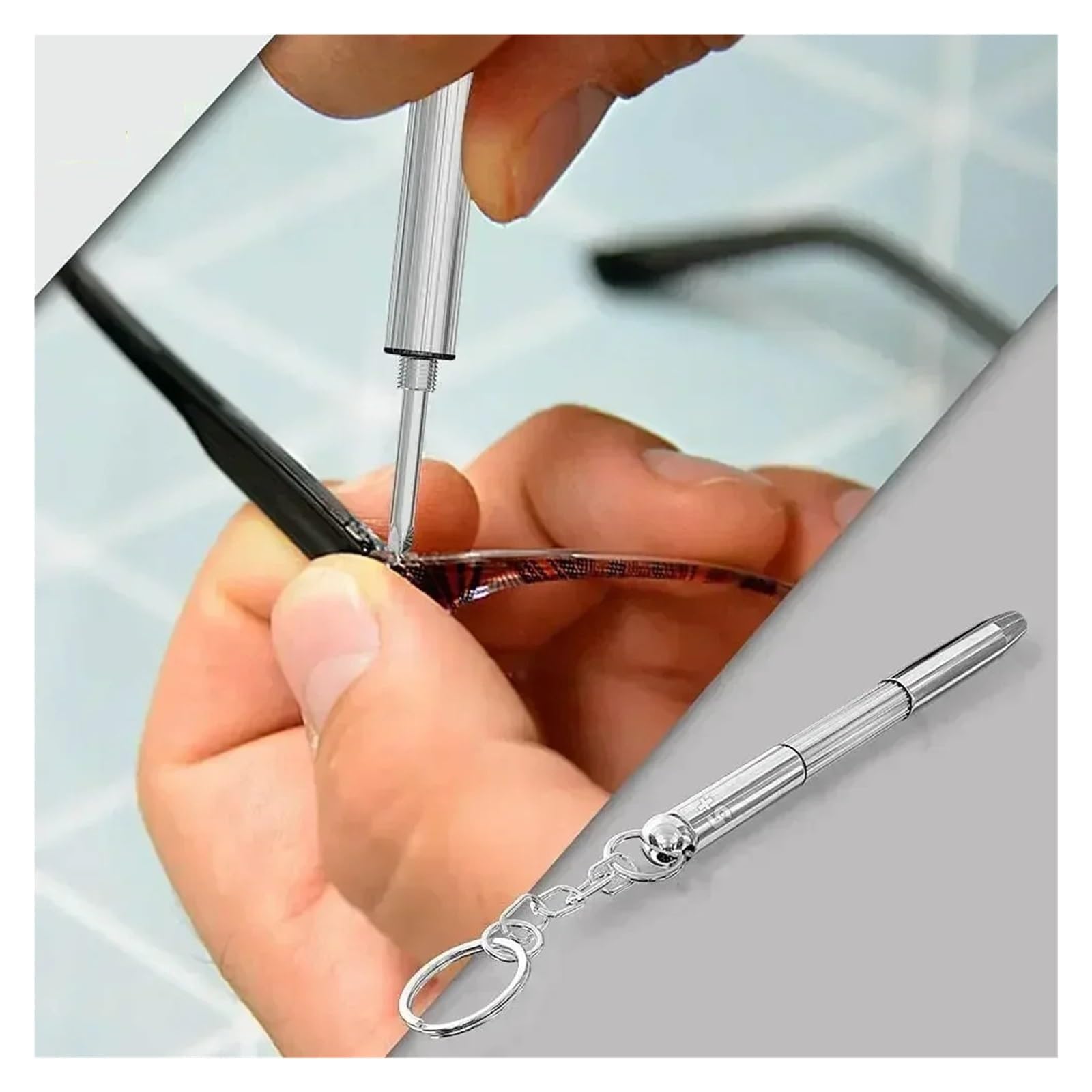 Śrubokręt do okularów, Zestaw śrubokrętów do naprawy okularów 3 w 1 z brelokiem zegarków Precision Tools Beżowy szt
