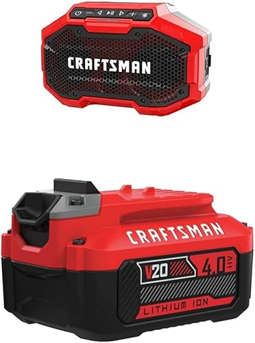 Craftsman Altavoz Bluetooth V20 con batería de iones de litio, hora de 4.0 amperios, el cargador se vende por separado (CMCR001B y CMCB204)