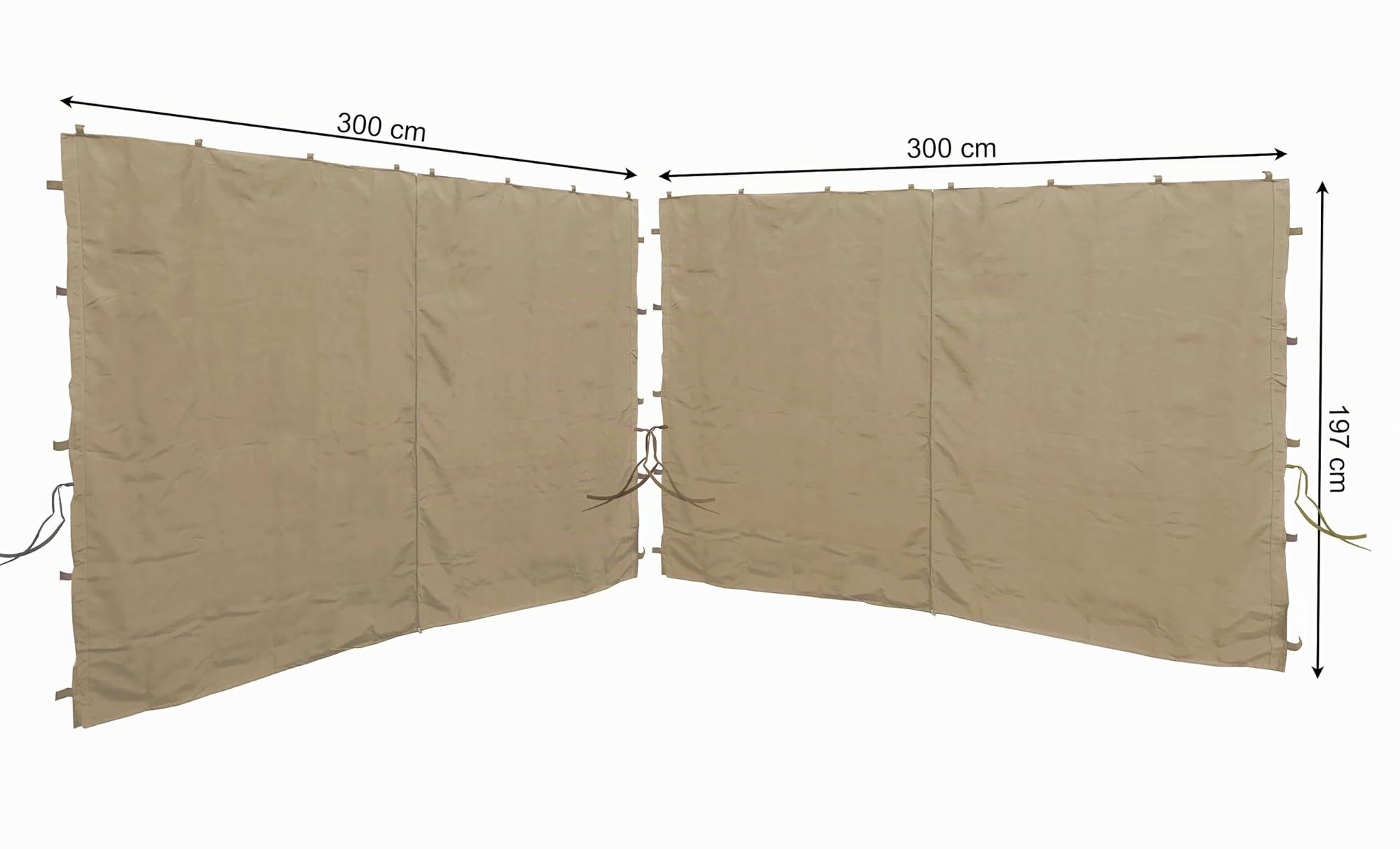 QUICK STAR 2 Seitenteile mit RV 300x195cm für Pavillons 3x3m Seitenwand Beige RAL 1001