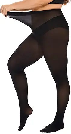 DUCMODA Plus Size Tights for Women, Ultra Soft Solid Color Semi-Opaque Pantyhose, Nylon High Waist Stockings 1X-4X