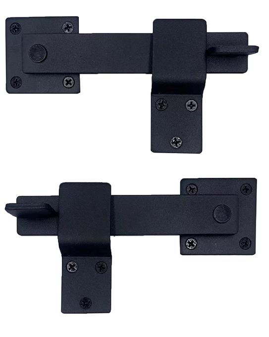 坚固铁门闩锁 实心金属木门栓门锁（黑色）