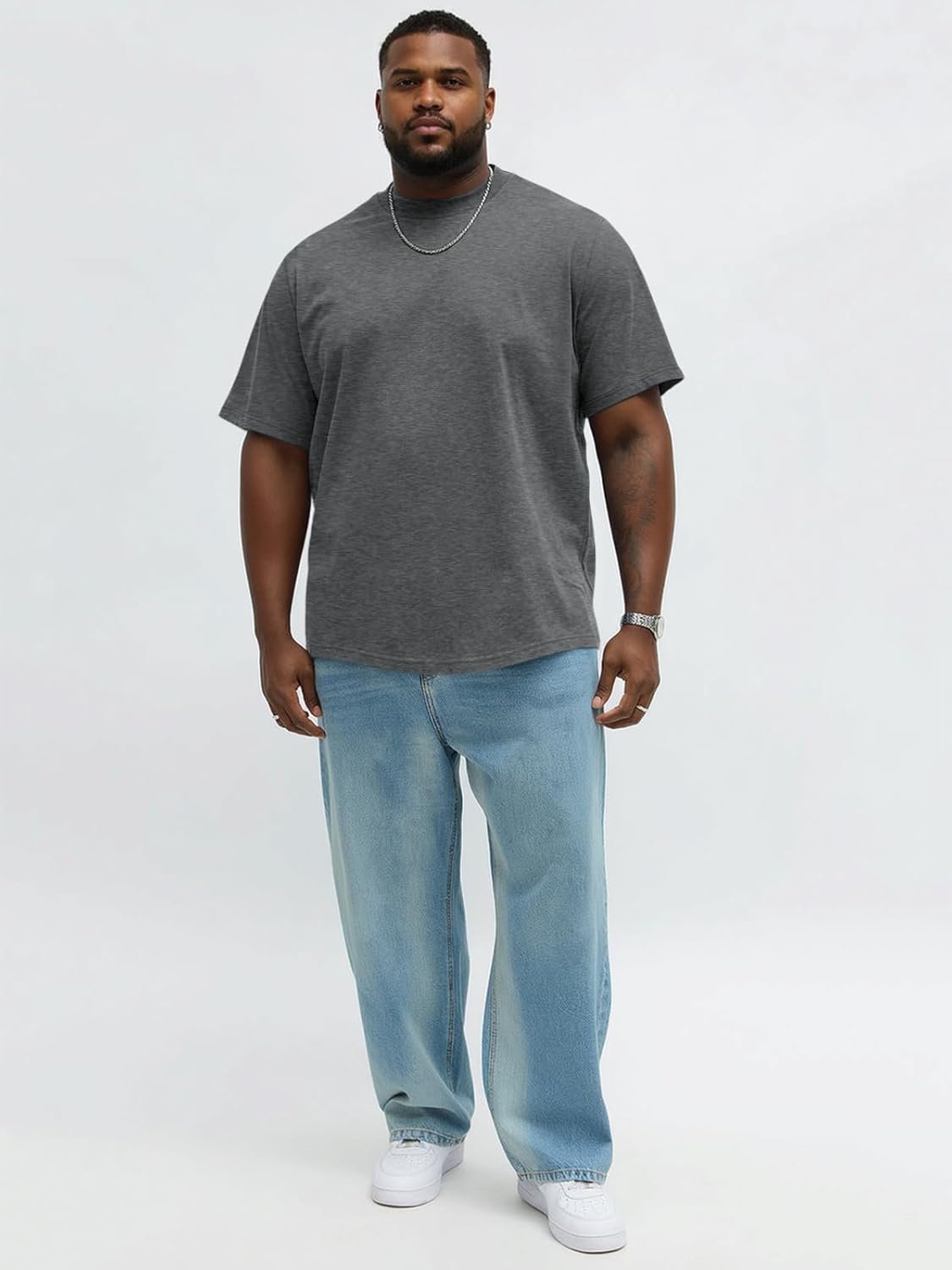 Runcati Mens Big and Tall Shirts Short Sleeve Crew Neck Casual T-Shirt Hipster Hip Hop Longline Tee Shirts - Image 5