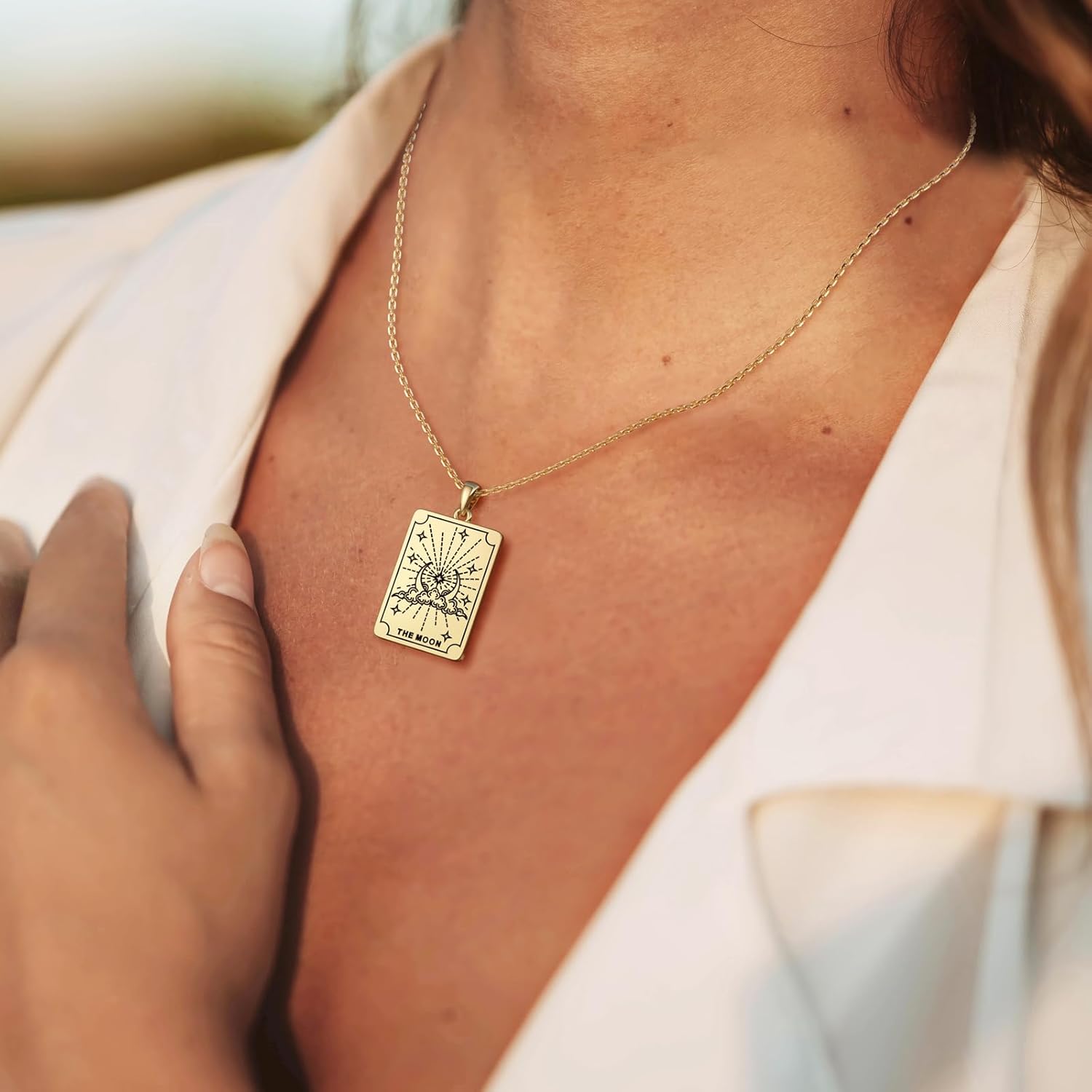 Christmas Gifts Tarot Card Necklace for Women 925 Sterling Silver The Moon Star Fool Strength Lovers Tarot Necklace Spiritual Jewelry Christmas Necklace for Her - Image 3