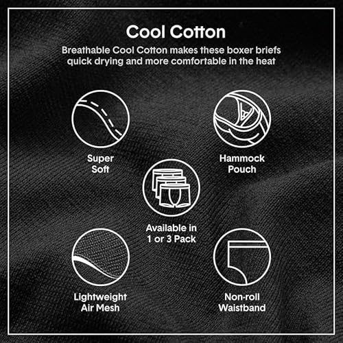 Tommy John Men’s Underwear – Cool Cotton Hammock Pouch Boxer Brief With Longer 8" Inseam – Comfortable Underwear, Navy, Large #TOP1