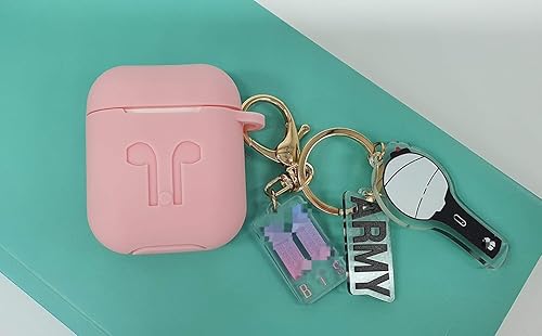 Miniatura 5 de Funda para Airpods Kpop Bangtan Boys Army Bomb Llavero para BT-S Funda protectora de silicona premium compatible con Apple Airpods (rosa)