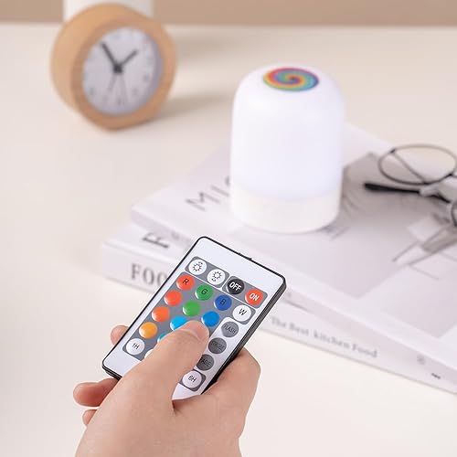 Miniatura 6 de ELITUN Luz nocturna de guardería para niños, lámpara pequeña regulable RGB de 13 colores, lámpara táctil portátil de atenuación continua para