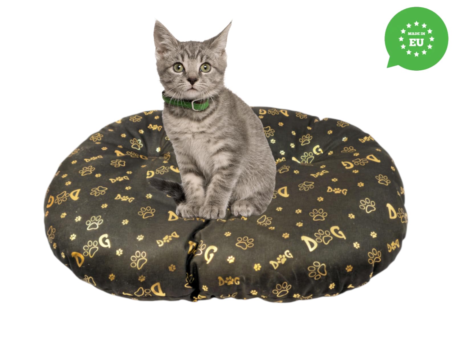 Coussin Ovale pour Chien et Chat - 60 x 40 cm - Marron Foncé - Lit Lavable - Idéal pour Paniers de Transport