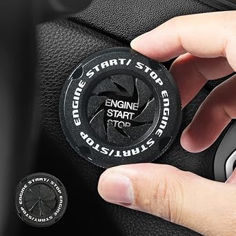 Car Push Start Stop Button Cover, Rotary Push Start Button Cover,One-Key Start Rotary Button Cover, Anti-Scratch Car Engine Decoration Ring Car Decoration (Black)