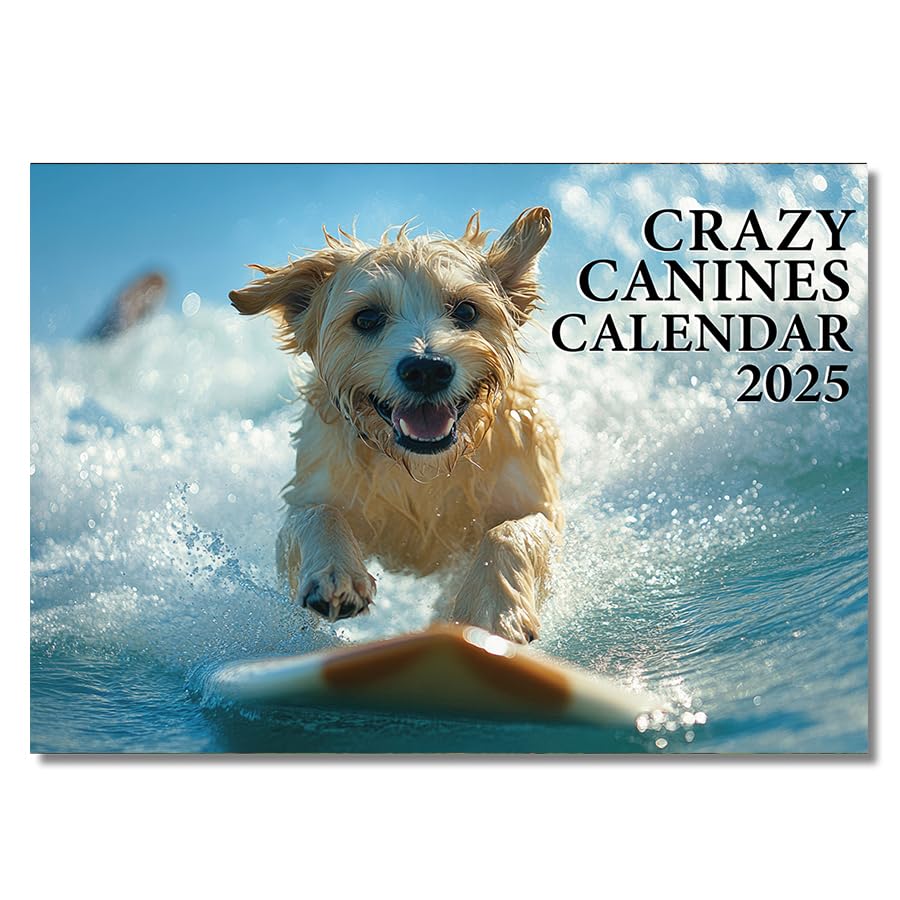 A4 Crazy Canines Wall Calendar 2026 UK 12 Months 2026 Calendar Month to View Funny Dog Calendar 2026 Papa Prints