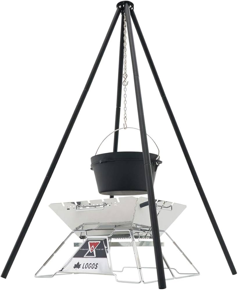 LOGOS アイアンクワトロポッド ダッチオーブン 10in ピラミッド セット Amazon | ロゴス(LOGOS) アイアンクワトロポッド 81064136 | ロゴス