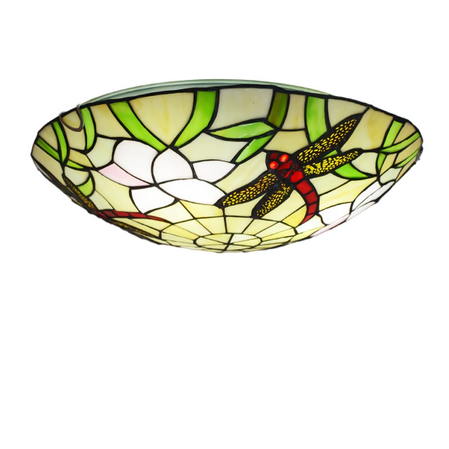 YNIYUJKL Tiffany-Style Dragonfly Ceiling Light,Stained Glass Shade Flush Mount Ceiling Lamp For Living Room Bedroom Kitchen Hallway, E27 Bulb, Max40W,40Cm-30Cm (40Cm),40cm