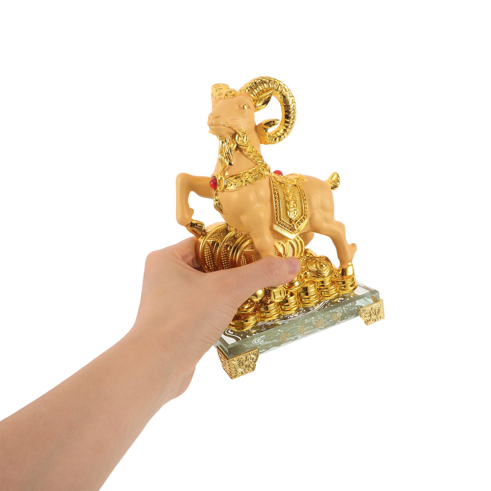 iplusmile Statuina Capra Dorata da Collezione con Monete Fortuna