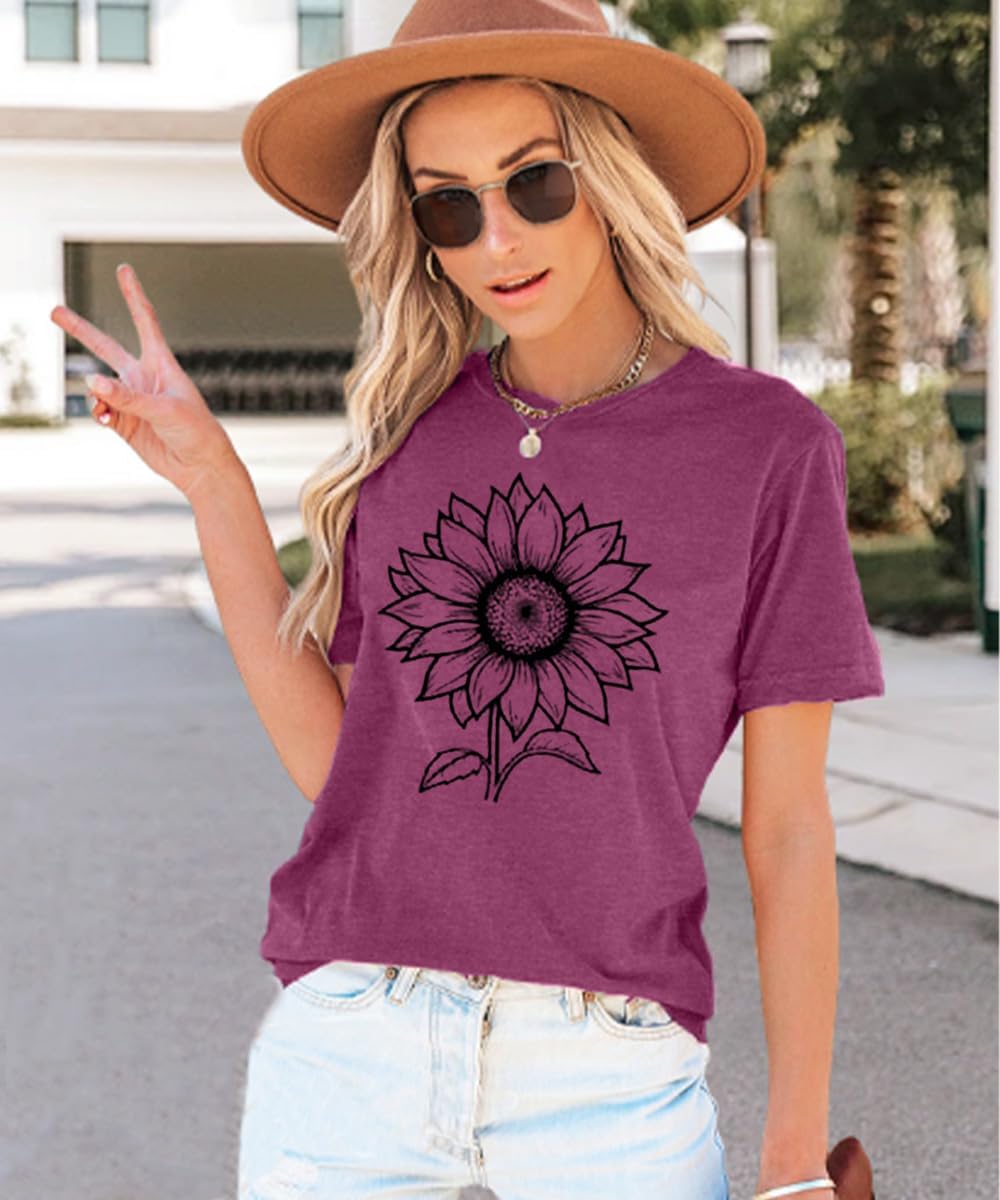 ZWSYXL American Flag Sunflower Shirts Women 4th of July Graphic Tees Patriotic T-Shirts USA Flag Star Stripe Tops - Image 3
