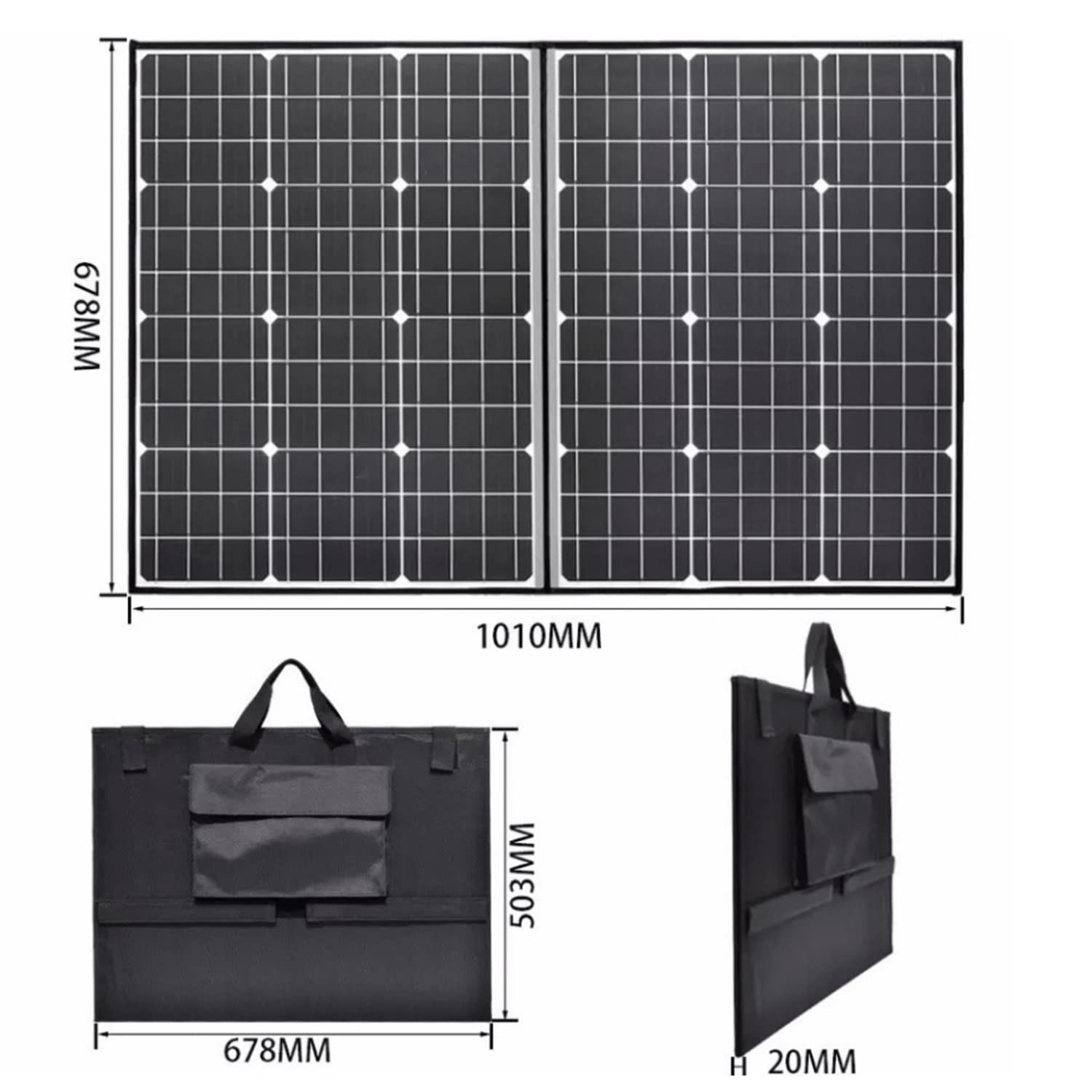 Kit Pannello Solare Portatile 200w 18v Caricatore Solare Pieghevole Monocristallino con Uscita USB Controller per Camper Barca Rimorchio Emergenza Auto Marine