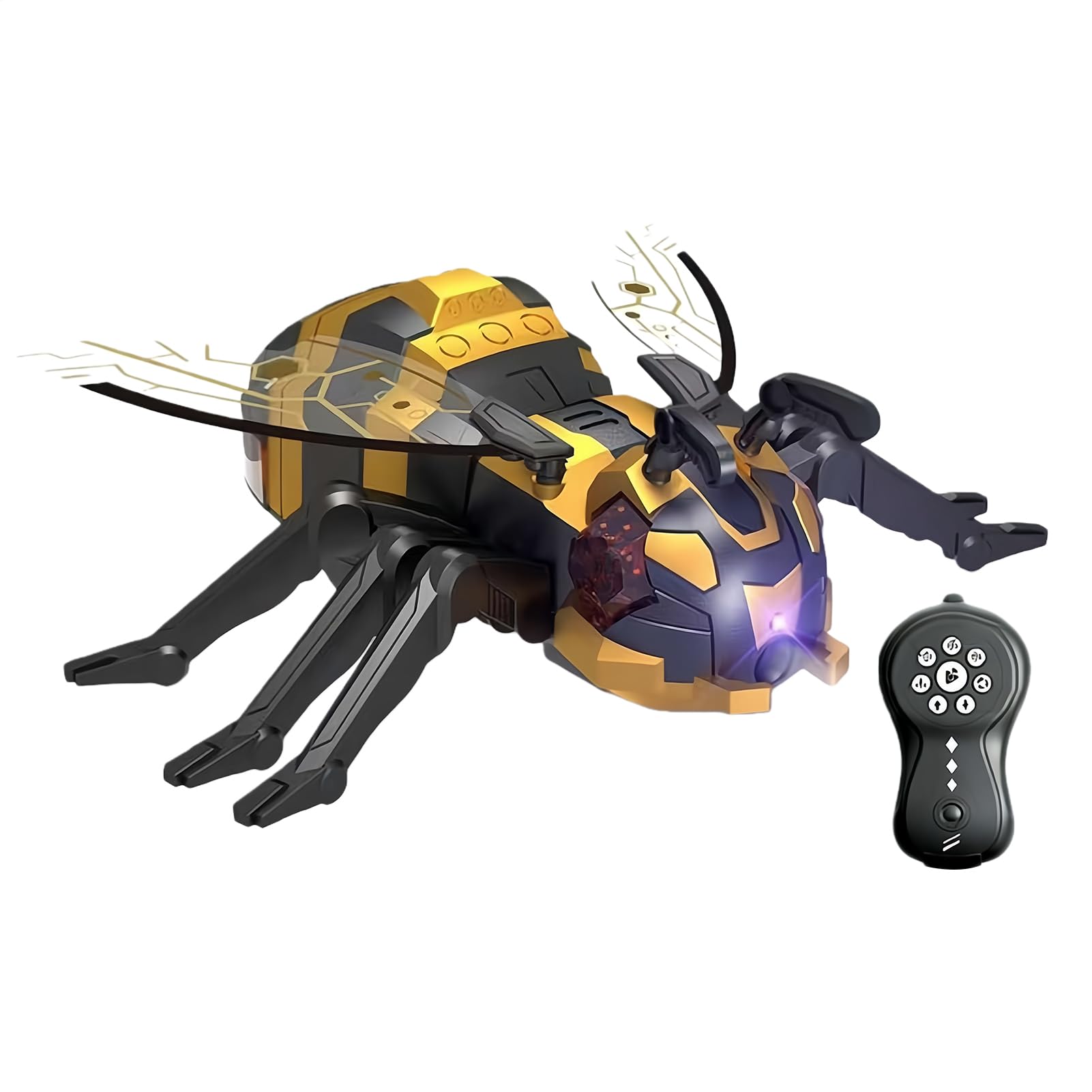 Generico Jouet 'Abeille Télécommandé - Jouet Drôle De Blague d'abeille Robot avec Lumière Sonore Spray | Robot RC Animal Rampant pour Garçons, Filles, Maison, pour Fêtes, Plancher