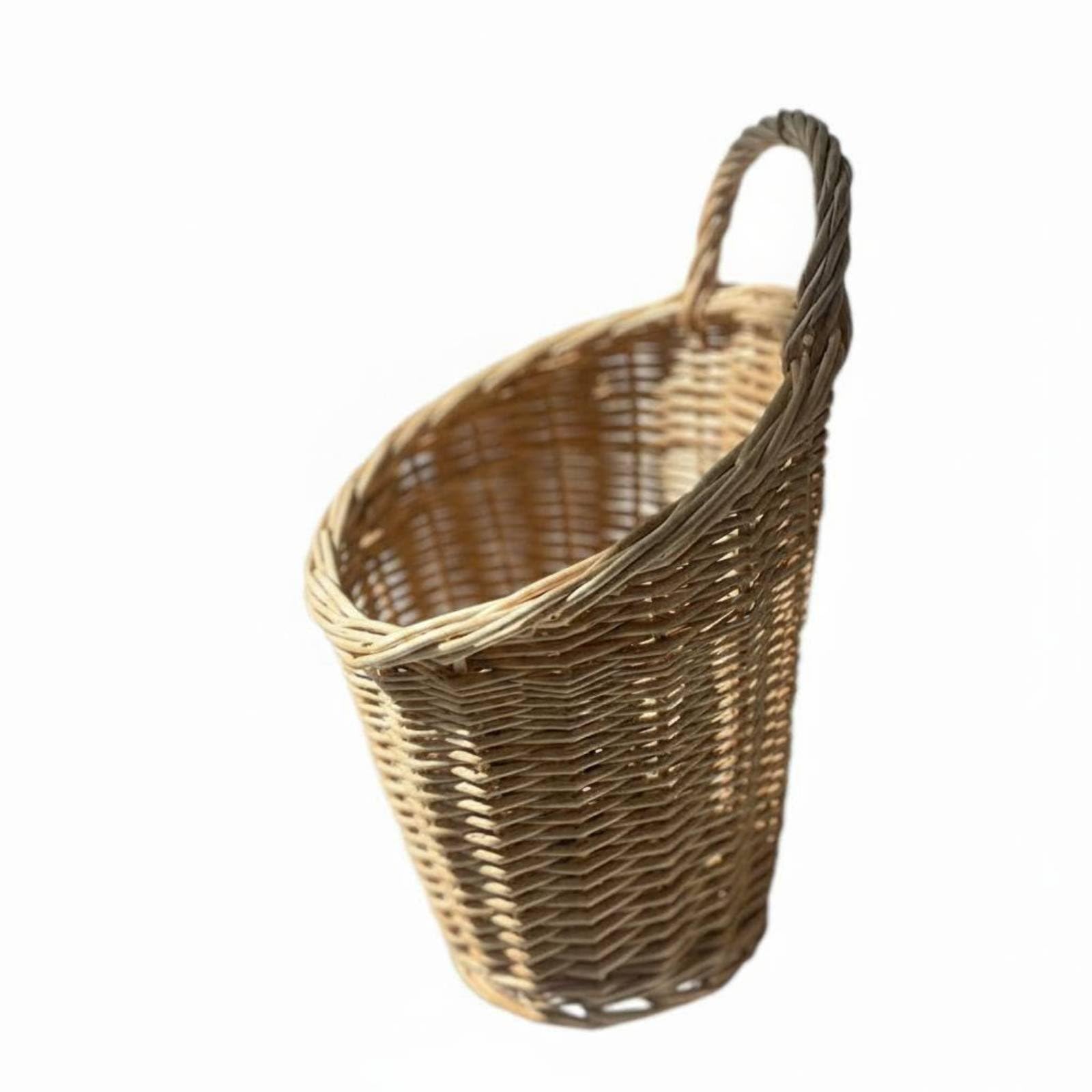 Geflochtener Hängekorb platzsparend Rattan Wandhalterung-Aufbewahrungskorb natürliches Material Wandkorb für Flur, Groß