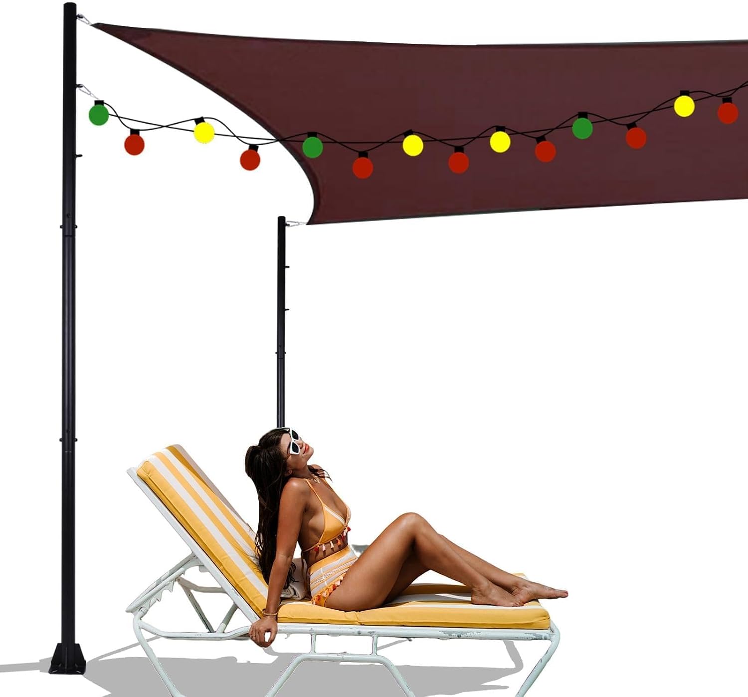 2 Pack Shade Sail Poles 10FT Outdoor Sun Shade Poles 2.4in Diameter Heavy Duty Metal Post for Deck Patio Outside Backyard