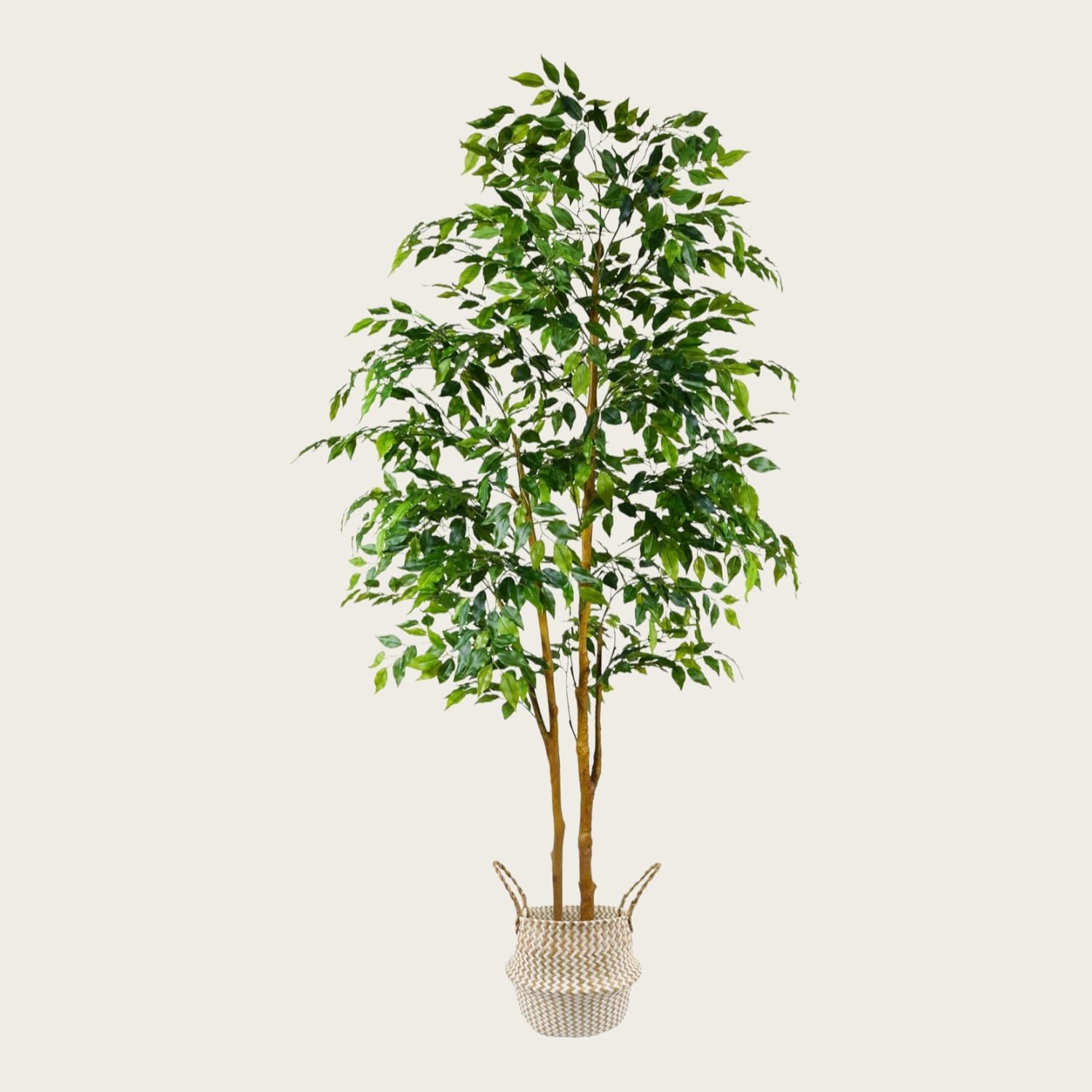 Fake Ficus Tree Tall with Woven Basket, Artificial Plant Ficus Tree for Home Livingroom Garden Porch Decor(8ft)