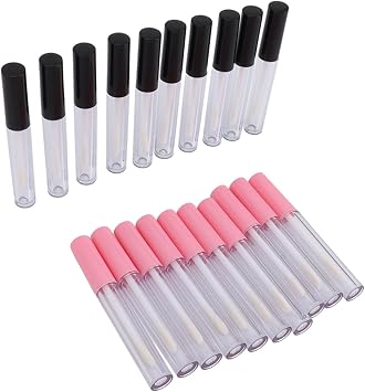 20pcs Empty Lip Gloss Tubes Containers, Refillable Clear Mini Lip Balm Bottles with Wand Brush for DIY Lip Gloss, Leak Proof and Portable Cosmetic Jars