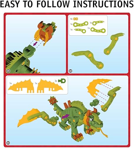 Miniatura 3 de Bloco Toys Combat Dragon  Juguete STEM  Criaturas míticas de fantasía  Juego de construcción de construcción de bricolaje (155 piezas)