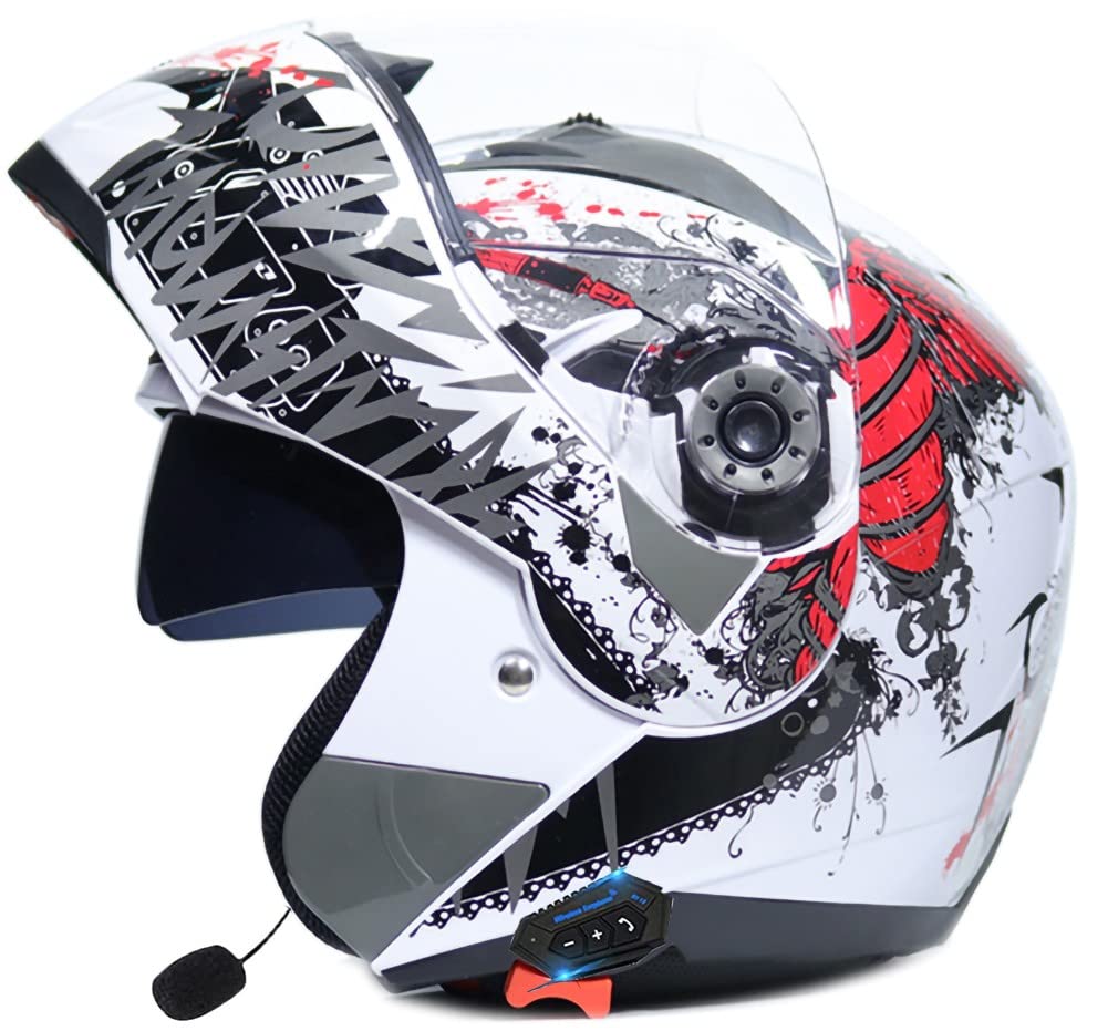Casque de moto Bluetooth avec double visière et modularité intégrale XL