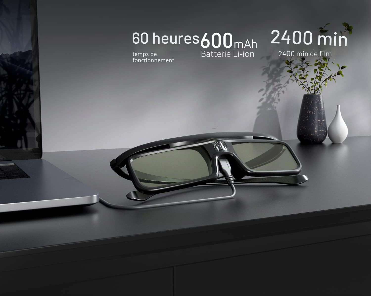 Dangbei DLP Lunettes 3D Rechargeables Actives pour compatibles avec Dangbei Atom, DBX3 Pro, DBOX02