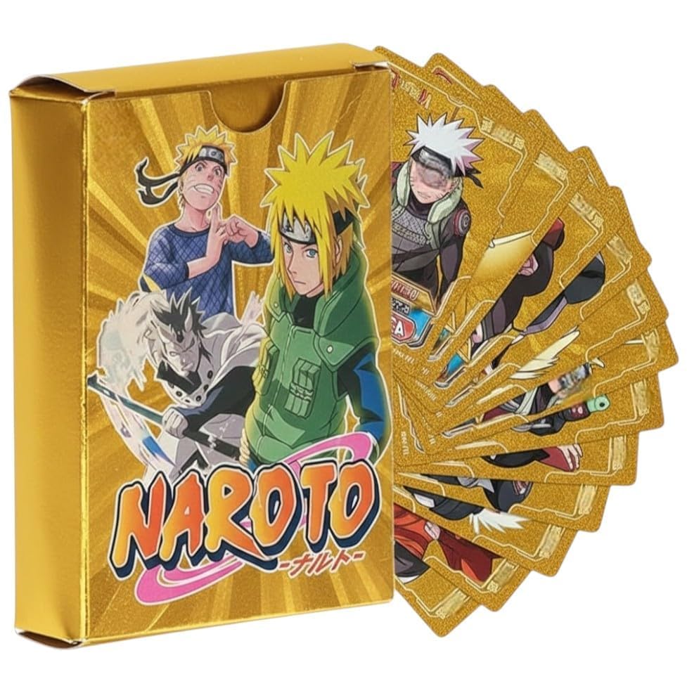 DZLING Naruto Anime Card Deck, Collectible Playing Foil Cards, Official CCG Pack, AnimeMerchandise Gift of 55 Cards (NTR Card Golden)-image-1