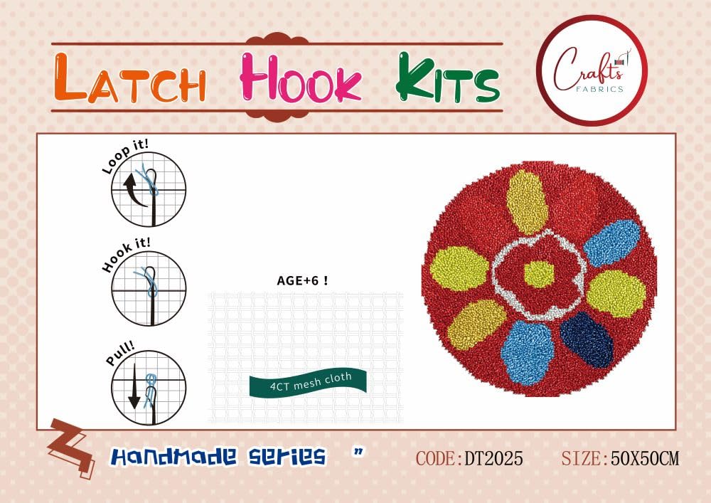 CraftsFabrics Sunburst Blossom Rug 60% Cotton 40% Polyester DIY Crafts Yarn Carpet Round Shape Animal Custom Latch Hook Rug Crochet Kits for Beginners Adults - Image 2