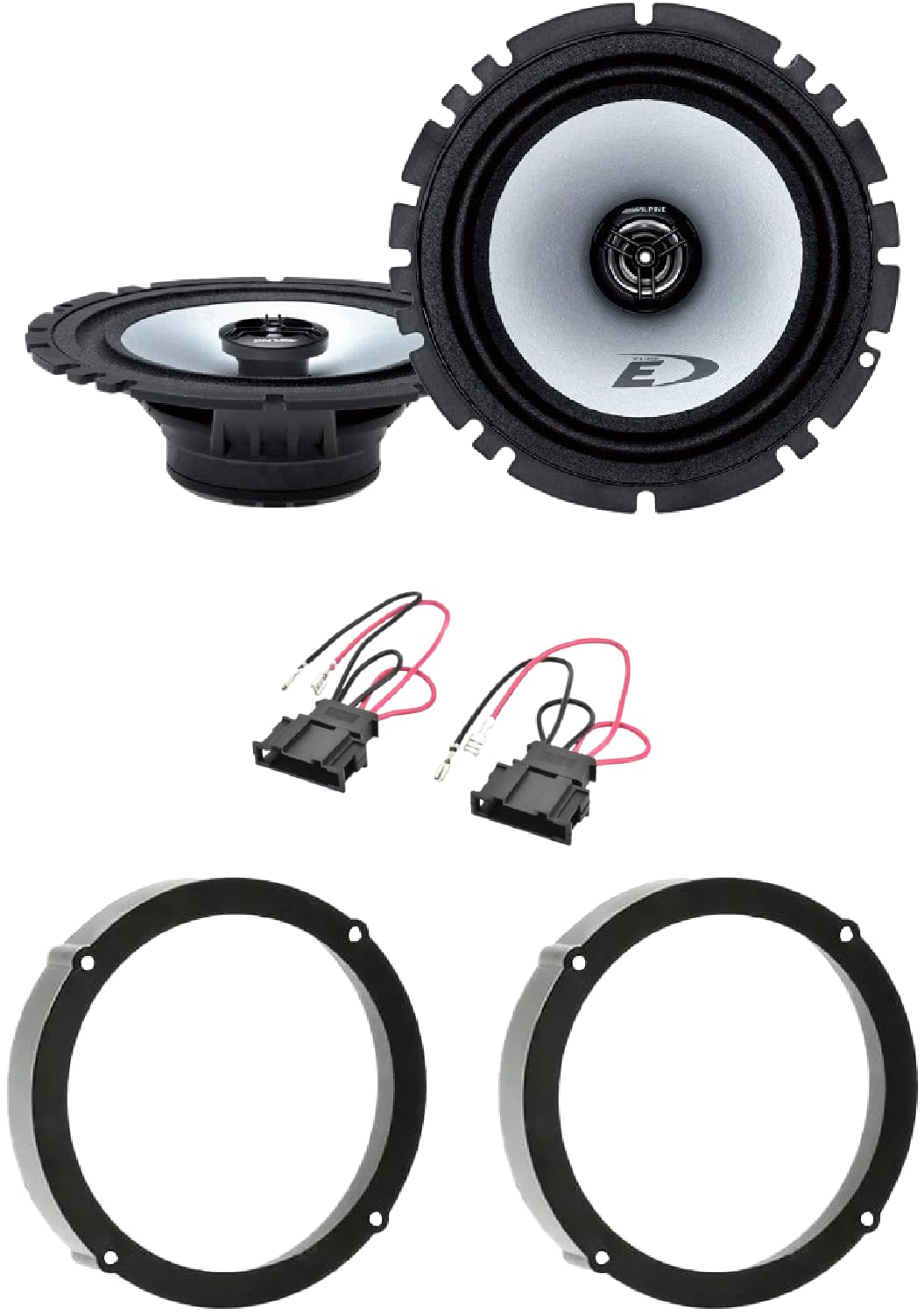 Kit 2 Casse Anteriori ALPINE SXE-1725S Per VW Golf VI VII, VW New Beetle (No Cabriolet) Fino al 2010, VW Polo Dal 2009 In Poi Da 165mm Con 2 Supporti Anteriori E 2 Connettori