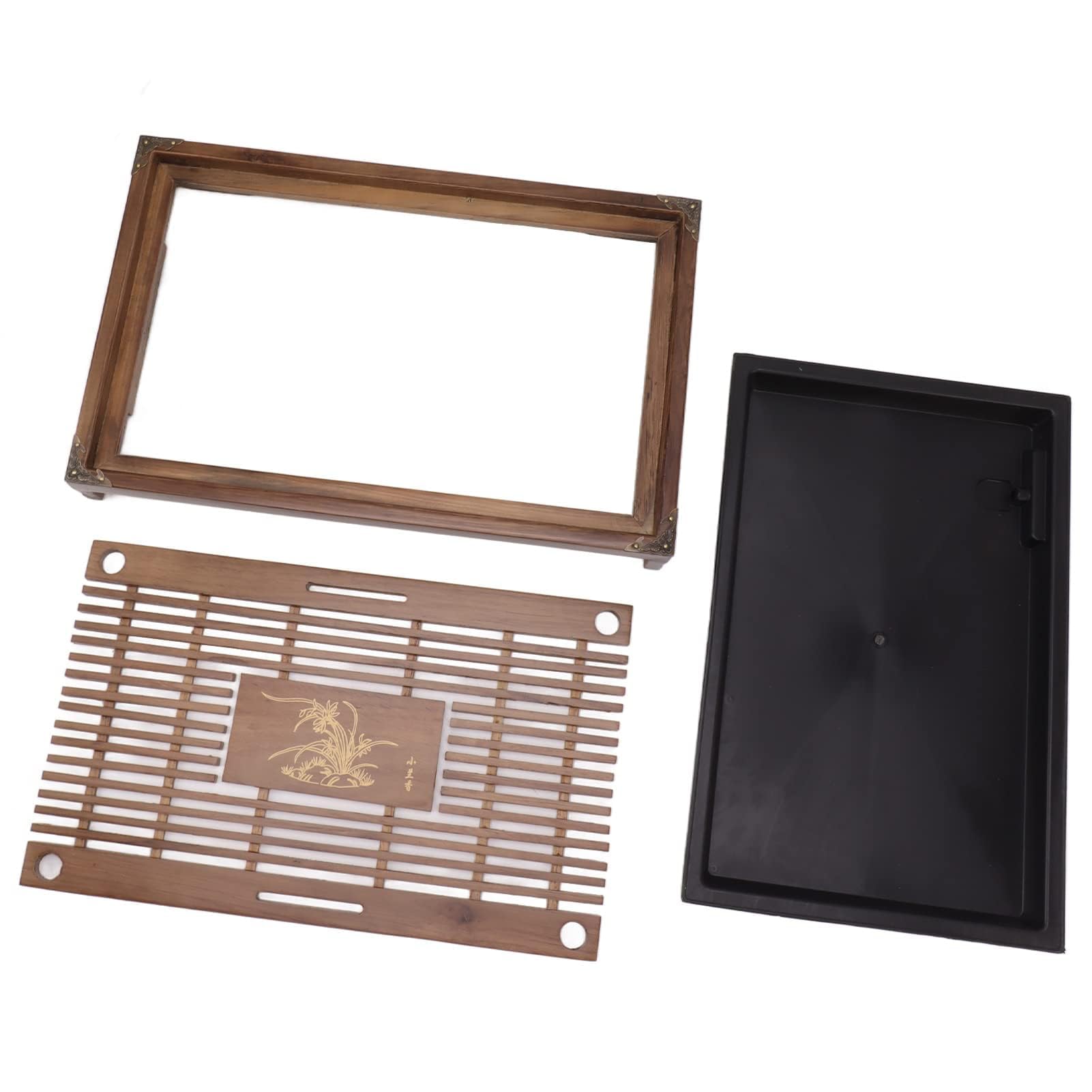 Gongfu Teetablett, Japanisches Teetablett Chinesische Klassische Teeservierplatte Wasseraufbewahrung Drainage für Home Office Teehaus (Braun)