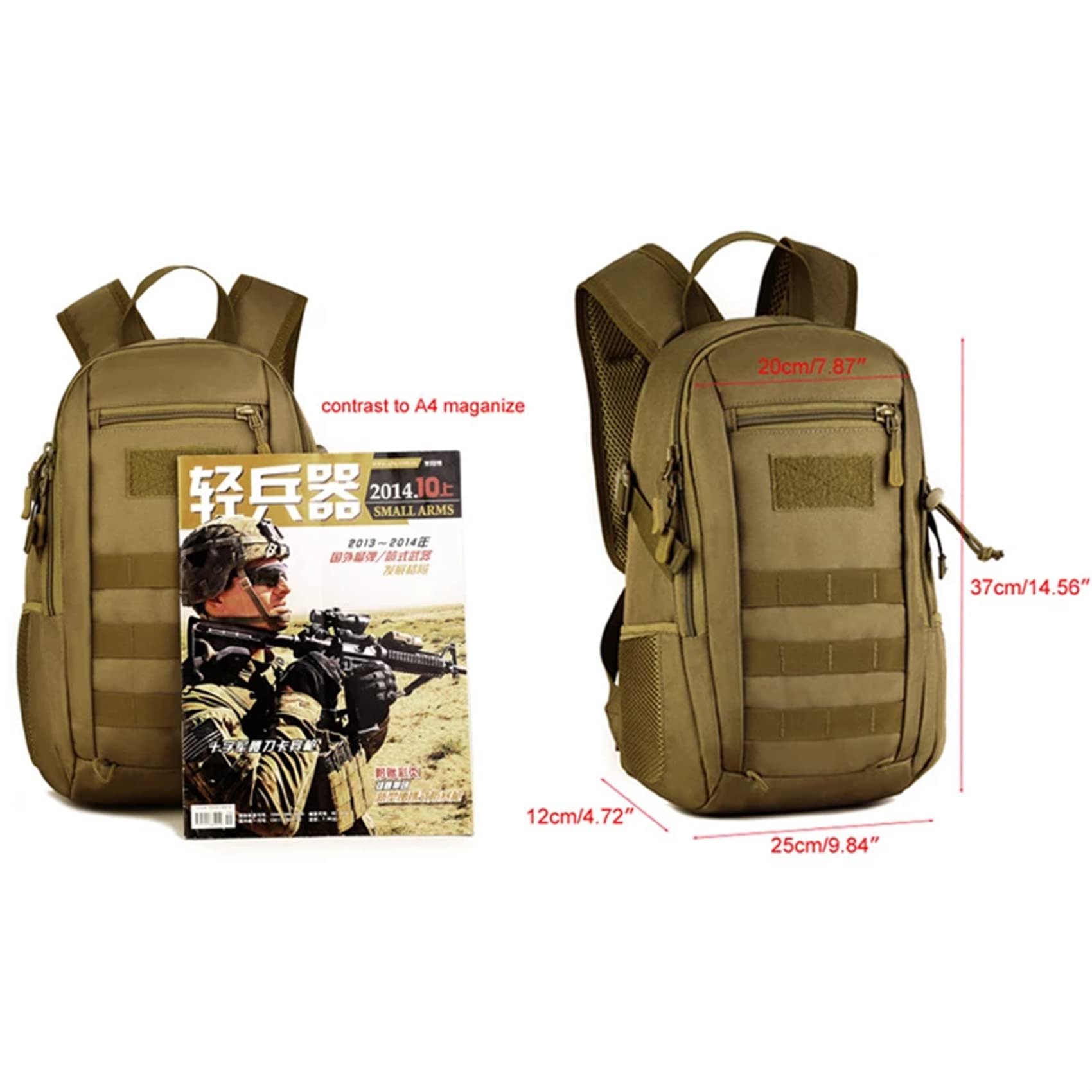 Wanderrucksack 12L Taktischer MOLLE-Rucksack Kinder Wasserdichter Kleiner Rucksack Schultaschen Kinder Militärrucksack Assault Pack,3,Einheitsgröße