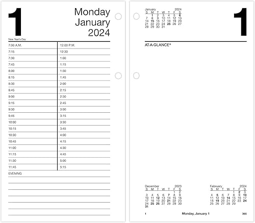 AT-A-GLANCE Recambio para calendario de escritorio diario 2024, 4-12 x 8 pulgadas, grande, hojas sueltas (E2105024)