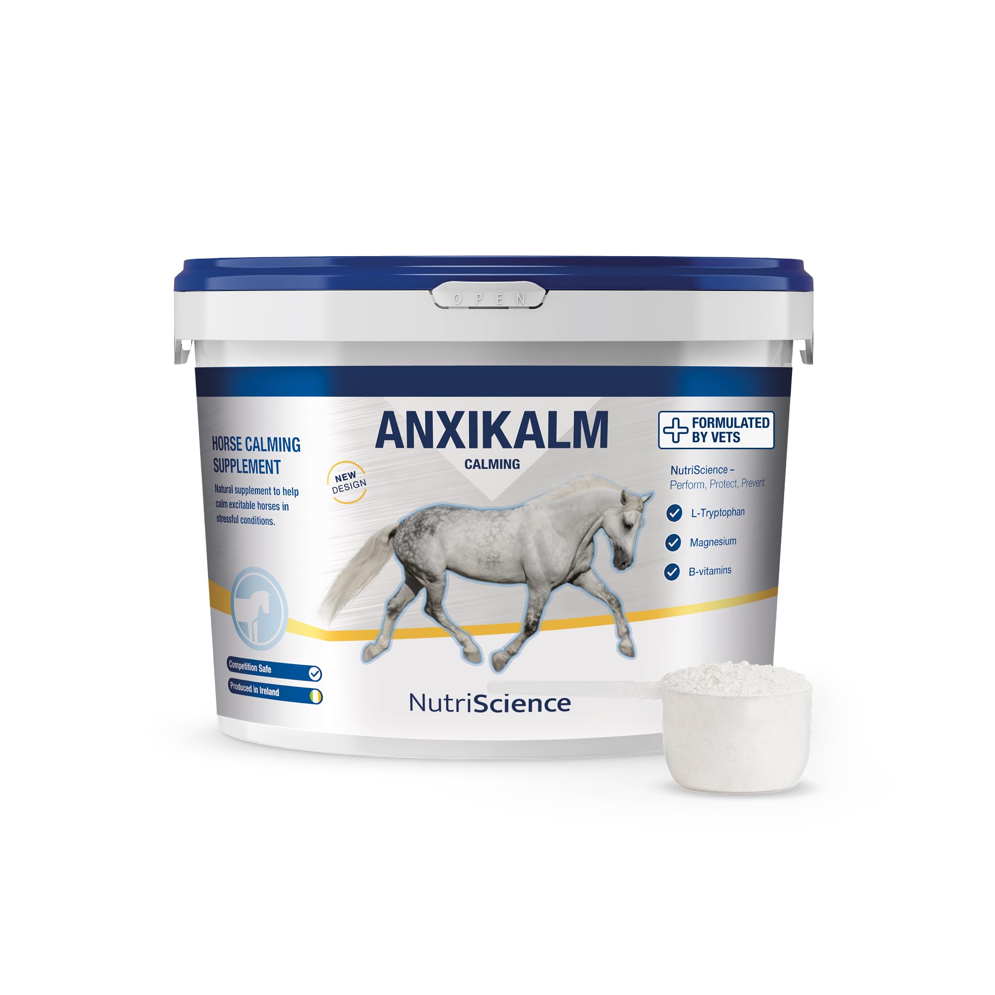 AnxiKalm Compete Equine Calming Supplement – L-Tryptophan, Magnesium for Stress Relief – Competition Safe Powder for Horses & Ponies – Supports Focus, Nerve Health, & Anxiety Reduction - 1.2kg