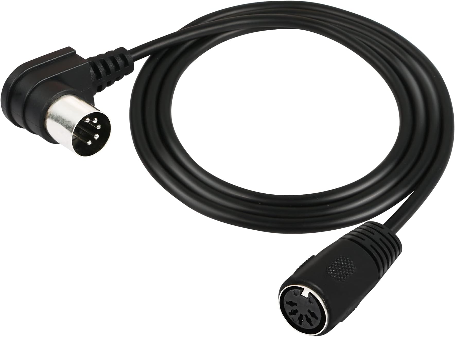 GINTOOYUN DIN 5 Pin Cable, 5-PIN Din 90 Degree Male to Female Audio Adapter S-Video Connector for Vintage Television Set, DVD, Monitor (Black-1.5m)