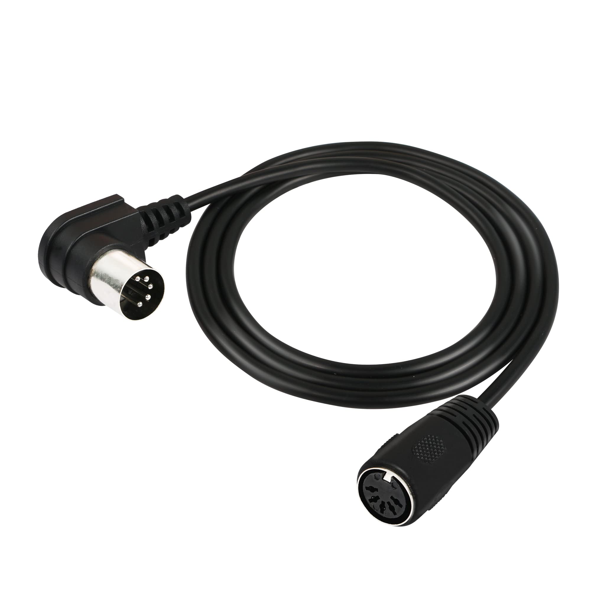GINTOOYUN DIN 5 Pin Cable, 5-PIN Din 90 Degree Male to Female Audio Adapter S-Video Connector for Vintage Television Set, DVD, Monitor (Black-1.5m)