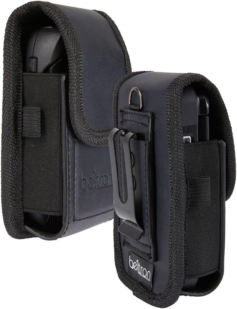 Universal Flip Phone Case, BELTRON Leather Vertical Pouch for TCL Flip Pro, Flip 3, Alcatel Go Flip 4, Go Flip V, Cingular Flip 2, Nokia 2720V & More (Belt Loop, Metal Belt Clip & Dual Magnet Closure)