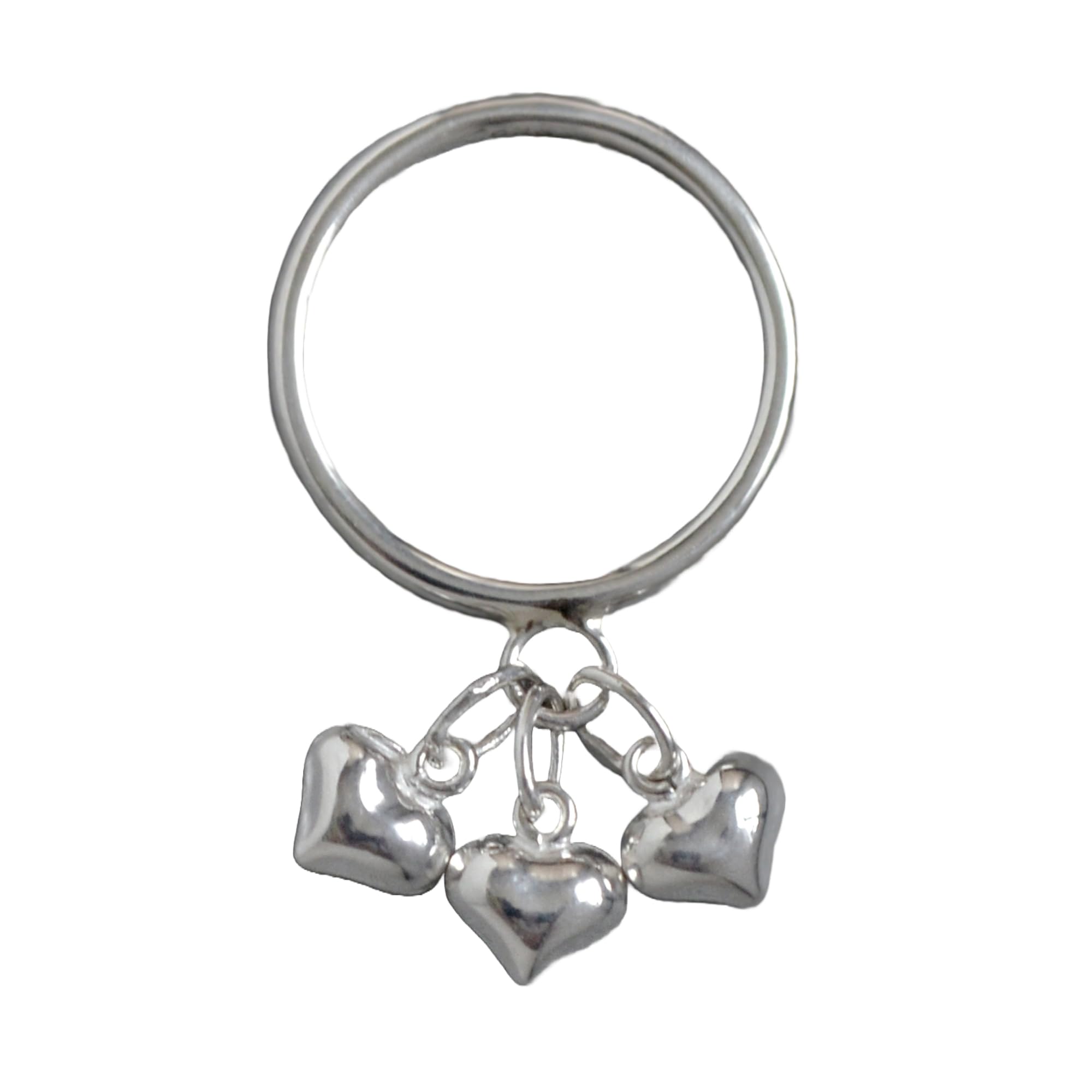 3 Hearts Dangle Charm Ring Sterling Silver 925 Materialists ring