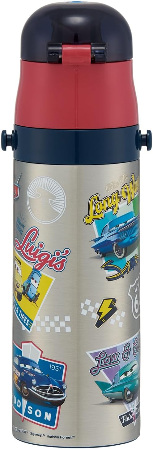 Skater SDC4-A Children's Water Bottle, Direct Drinking, 15.2 fl oz (470 ml), Disney Cars 26, Boys, Cold Insulation, Stainless Steel, Lightweight Type, Sports Bottle, Kids, Water Bottle
