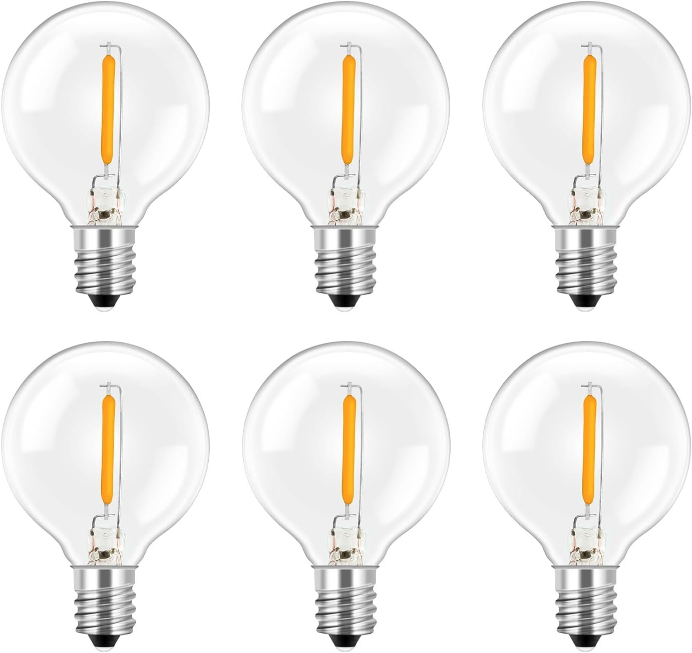 XERGY G40 LED Replacement Light Bulbs for String Lights, E12 Base Shatterproof Bulbs (1W, Pack of 6)-image-22