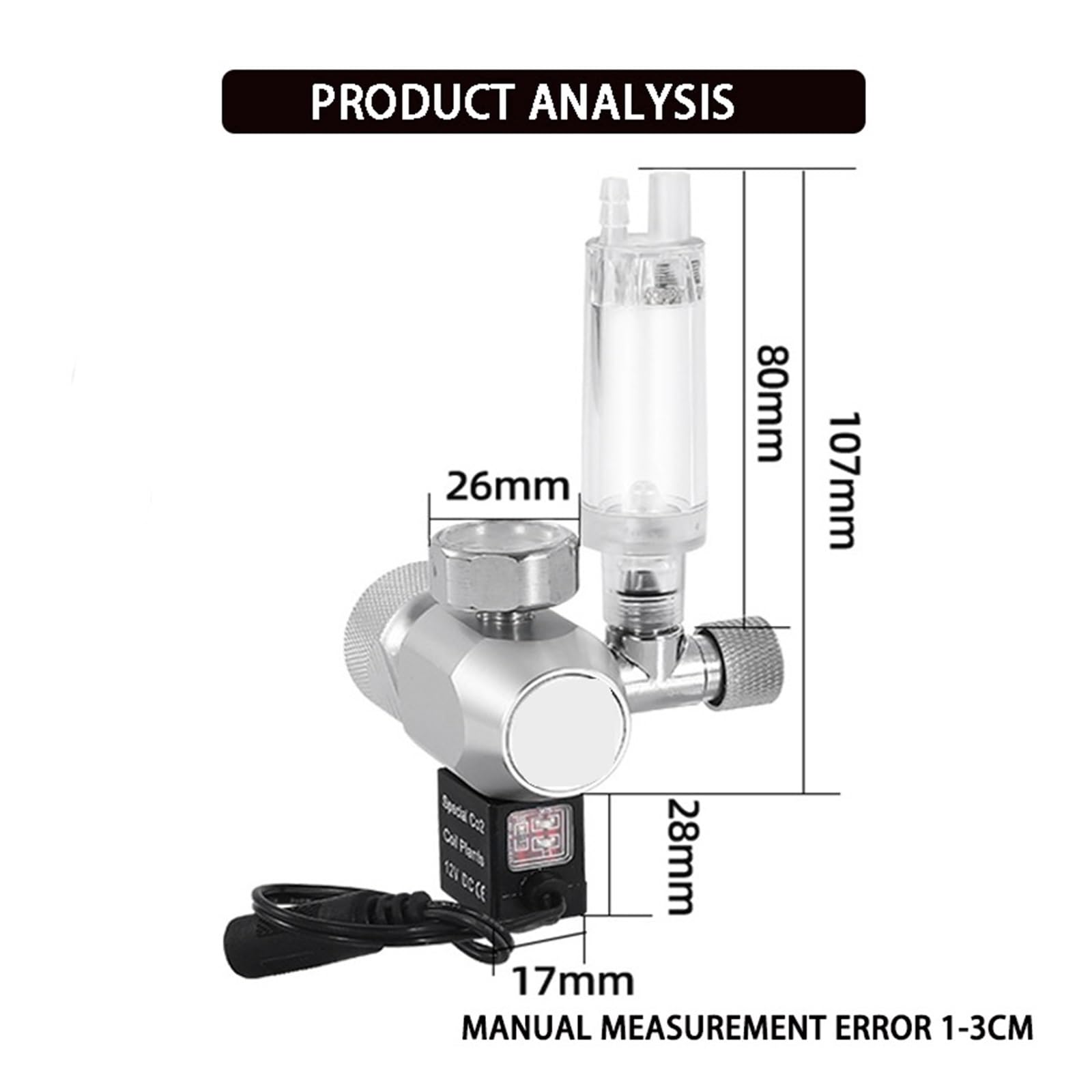 Válvula Reductora de CO2 for pecera, válvula solenoide, regulador Control Cilindro Gas for Acuario(G3-4)