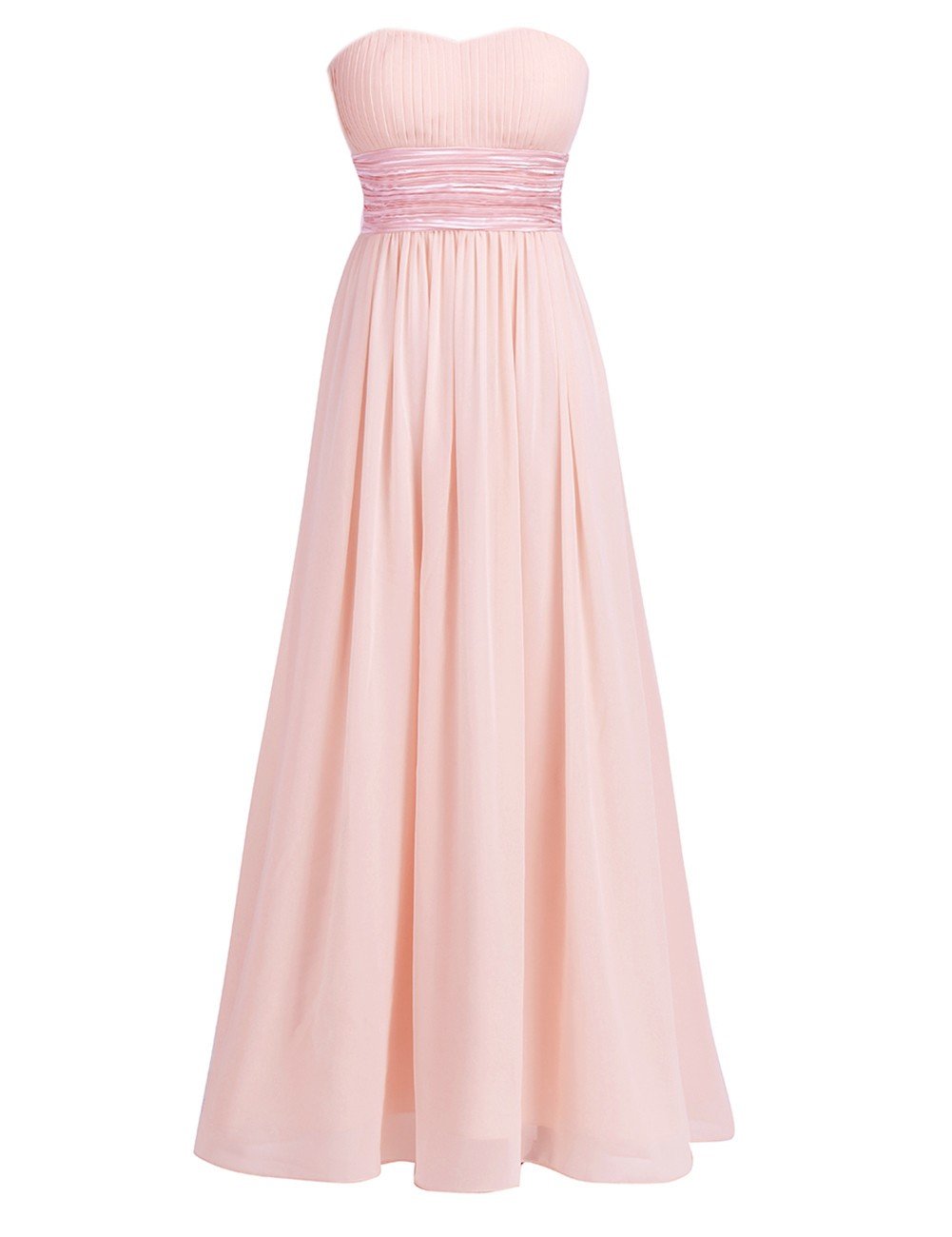 iiniim Women's Elegant Formal Bridesmaids Evening Long Dress Strapless Chiffon Sleeveless Maxi Ball Gown Pearl Pink 16