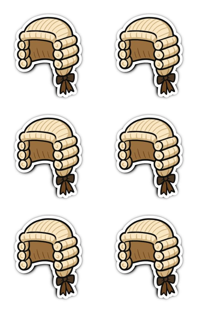 Havati Vibe Laminated Sticker S: 50 Mm, Pack Of 6 - Judge Wig Sticker For Lawyers Laptop