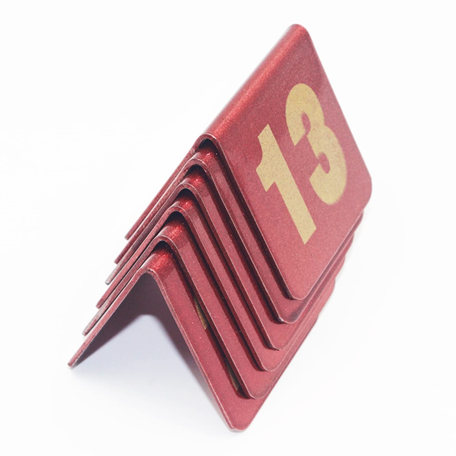 SaryEdge Table Numbers Stainless Steel Tent Style Table Sign Plate￡Gold Lettering on a Red Background-Best for Banquets, Caf¨|s, Restaurants, Hotel, Rustic Re,Black-45301