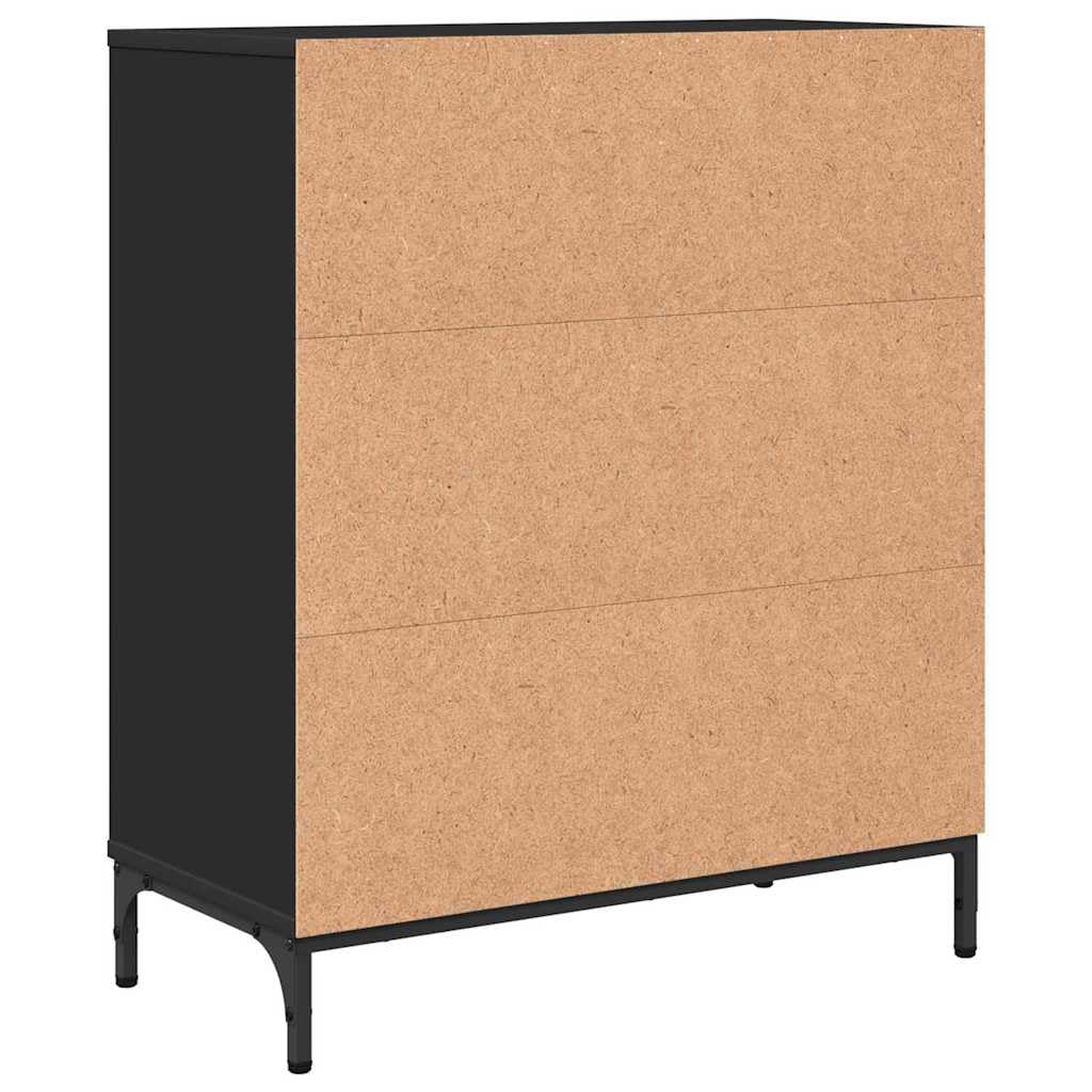 Aparador negro 69,5 x 33 x 82 cm, material de madera, armario buffet con espacio de almacenamiento para salón, cocina, comedor, estantería de pie, diseño moderno