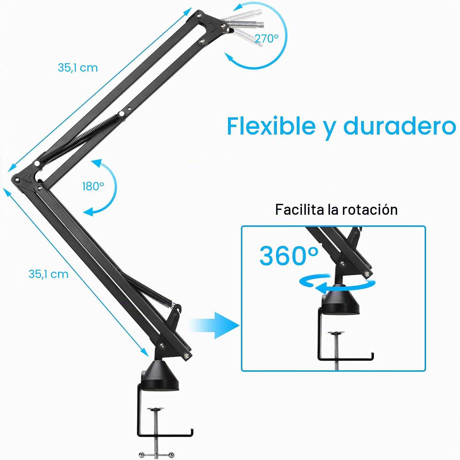 Blue Yeti X Brazo con Filtro Antipop, Tubo de Montaje, Abrazadera de Mesa Actualizado Compatible con Blue Yeti X Micrófono USB por YOUSHARES
