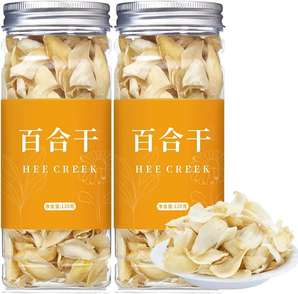 Dried Lily Bulb 240g (120g*2) 8.5oz Herbal Tea, Dried Lily Buds Bulbs Bai He Lilies for Tea, Cooking, Porridge, Sulfur Free, No Additives 百合 无硫百合干 银耳莲子羹原料 龙牙百合