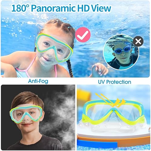 Miniatura 5 de Máscara de buceo para niños, gafas de natación antivaho y antifugas, gafas de esnórquel, impermeable, duradera, máscara de vidrio templado para