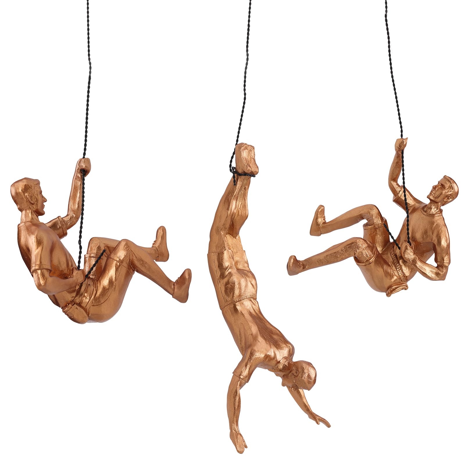 XYQXYQ 3er Set Große Kletterer Wandskulptur – Nordisch-Moderne Wanddeko Figur, Einzigartige Großformatige Kletternde Männer Skulptur für Heim & Büro, Geschenk